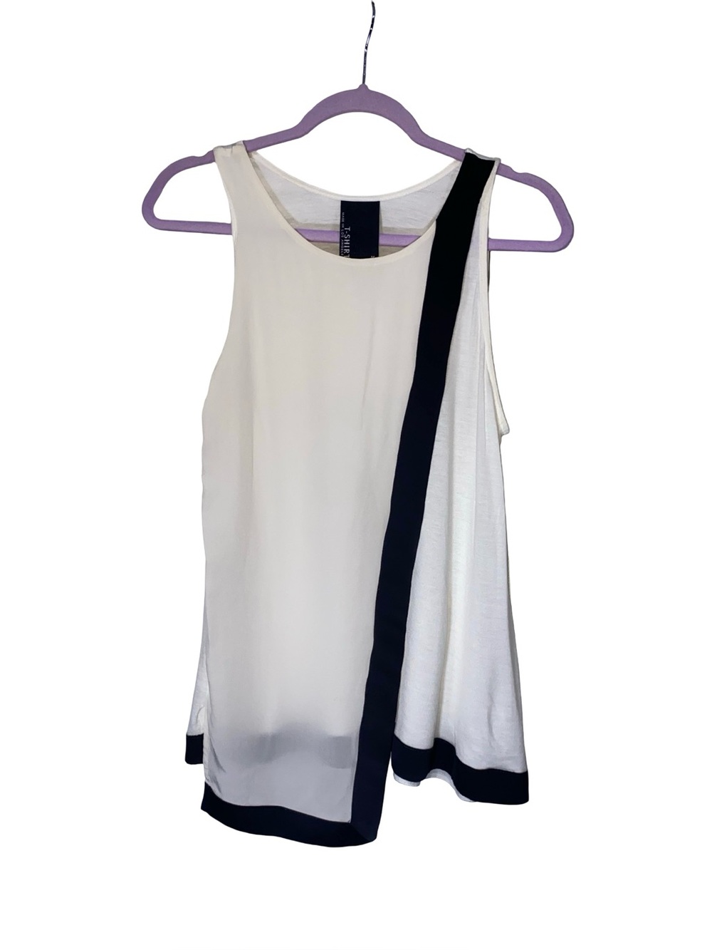 Dolan Left Coast Anthropologie Silk Trim Colorblock Asymmetrical Blouse White S